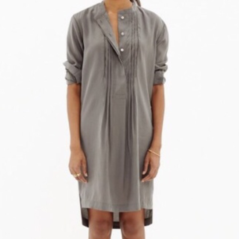 Madewell Pleated Olive High Low Tunic Dress Size Small